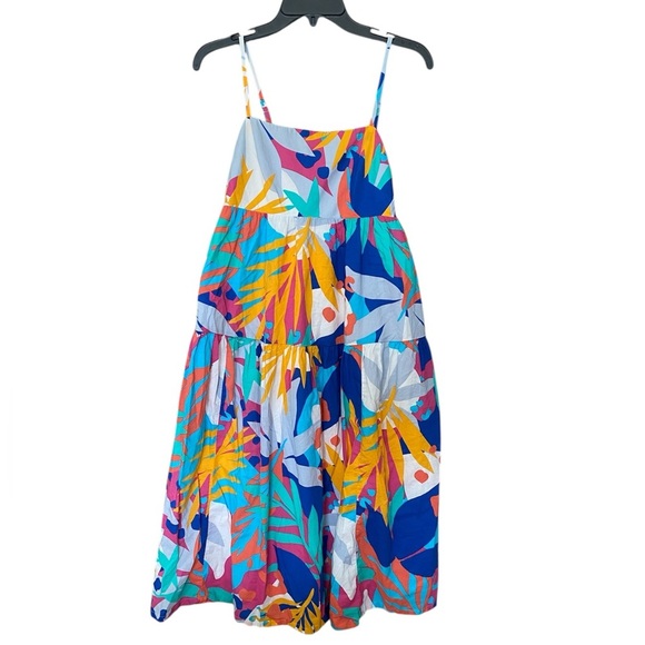 J. Crew Floral Tie-back Maxi Dress Size 4 Petite Island Turquoise Neon - Picture 3 of 11